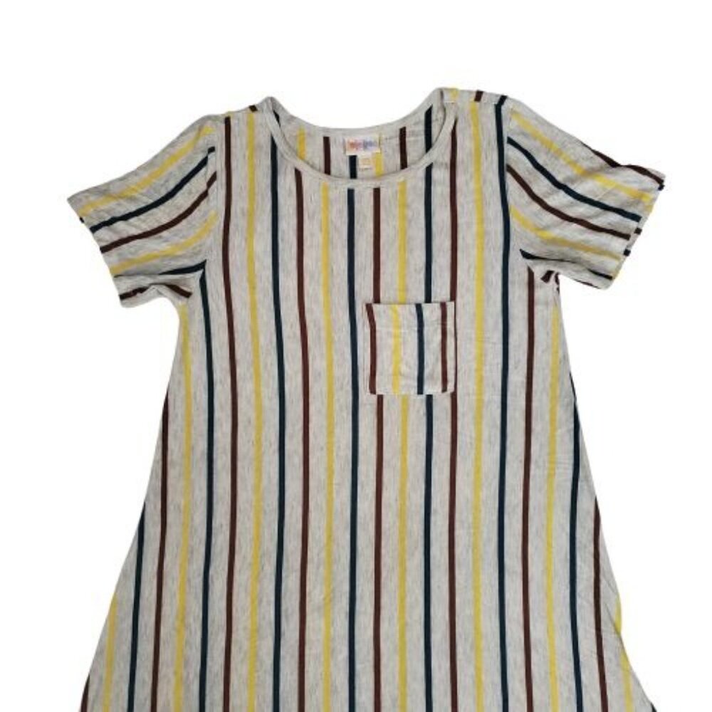 LulaRoe Women's Multicolor Vertical‎ Stripes High-Low Carly Swing Dress Size XXS - Picture 9 of 15